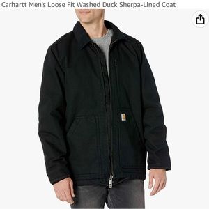 NEW Carhartt Men’s Loose Fit Washed Duck Sherpa-Lined Coat